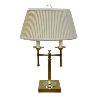 Vintage Robert Abbey Brass French Bouillotte Two Light Banquet Table Lamp For Sale