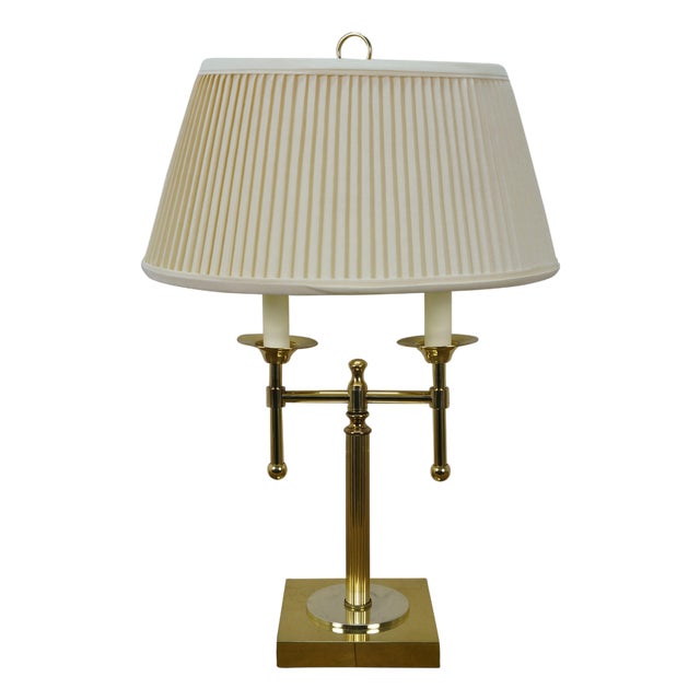 Vintage Robert Abbey Brass French Bouillotte Two Light Banquet Table Lamp For Sale