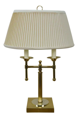 Vintage Robert Abbey Brass French Bouillotte Two Light Banquet Table Lamp