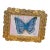 Abstract Modern Blue Butterfly Painting in Ornate Gold Frame For Sale