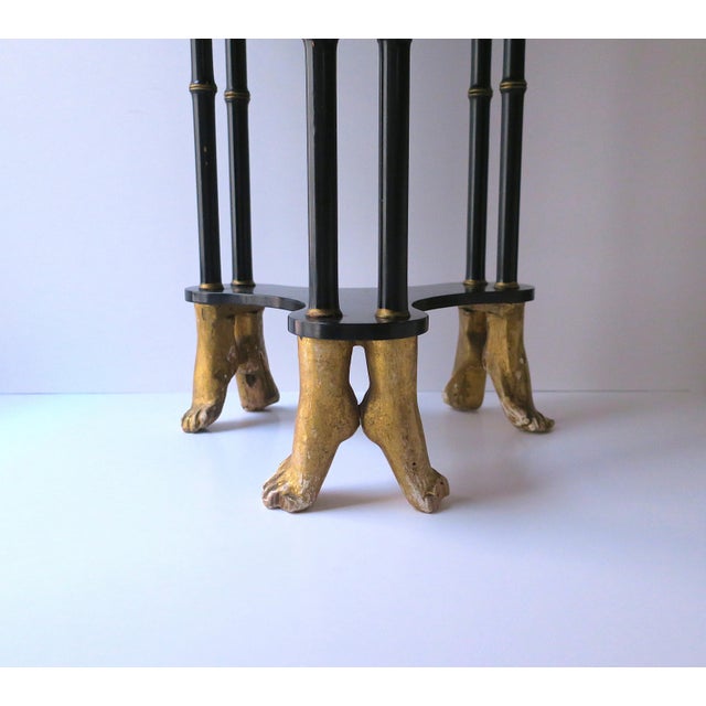 Mid-Century Modern Black and Gold Giltwood Surrealist Style Side End Table, Circa Late-20th Century For Sale - Image 3 of 9