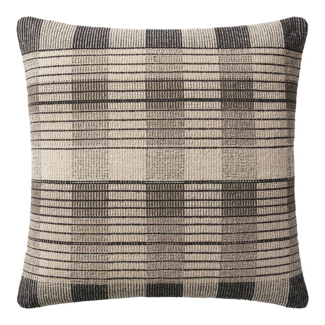 Amber Lewis x Loloi Blythe Ivory / Black 22" x 22" Cover Only Pillow For Sale