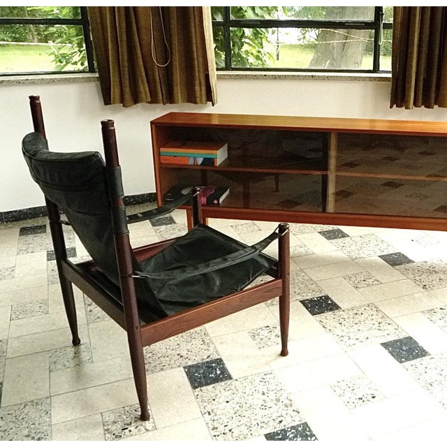 Mid-Century Modern Danish Leather High Back Safari Armchair by Erik Wørts for Niels Eilersen, 1960s For Sale - Image 3 of 17