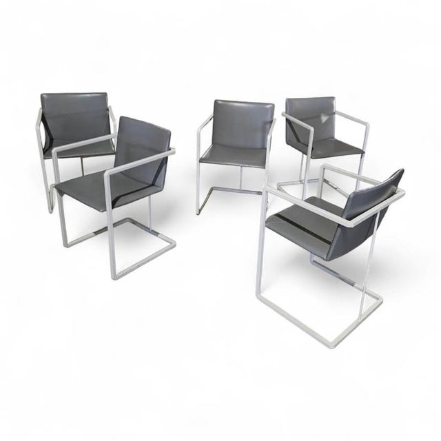 Grey Fabric and White Steel Chairs by Pierre Mazairac & Karel Boonzaaijer for Hennie de Jong, 1970s, Set of 4 For Sale - Image 6 of 17