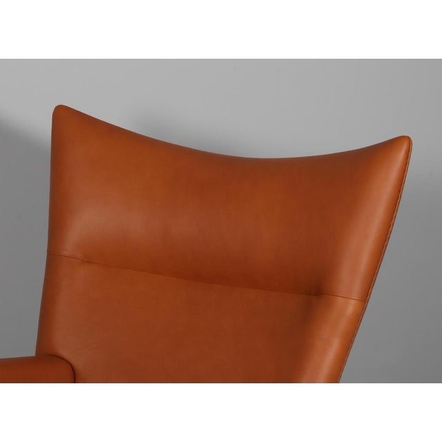 Model CH445 Wing Chair in Full Grain Leather attributed to Hans J. Wegner, 2000s For Sale - Image 4 of 9