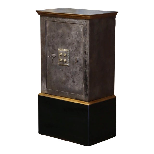19th Century French Carved Painted Wood and Polished Iron Safe With Combination For Sale