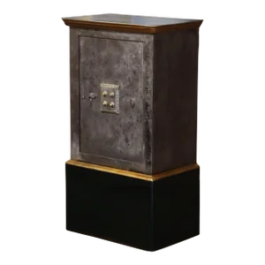 19th Century French Carved Painted Wood and Polished Iron Safe With Combination