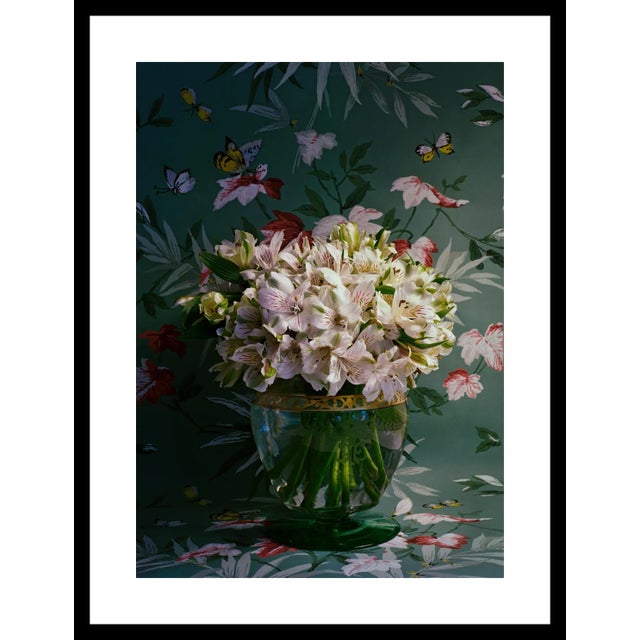 "Vintage Lilies Green" Contemporary Still Life Rc Color Digital Photograph by Jean Karotkin, Unframed For Sale