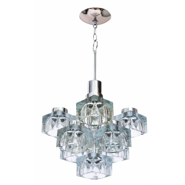 1970s Vintage Gaetano Sciolari Chrome Mid-Century Modern Ice Cube Chandelier for Lightolier For Sale - Image 9 of 9