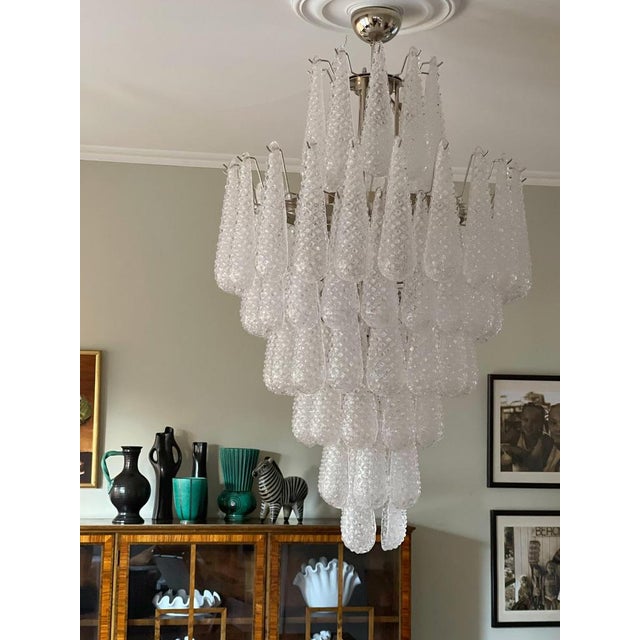 Contemporary Large Drop Crown Chandelier in Murano For Sale - Image 3 of 10