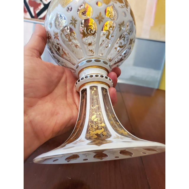 Mid 19th Century Antique Bohemian Glass Moser Overlay Centerpiece For Sale - Image 5 of 8