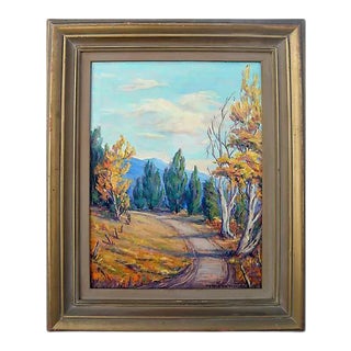 Mid 20th Century "The High Road" Forest Landscape Oil Painting by Myrtle Sue Redford, Framed For Sale