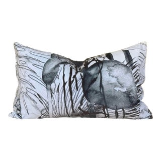 Designer Feather and Down Black and White Abstract Pillow For Sale
