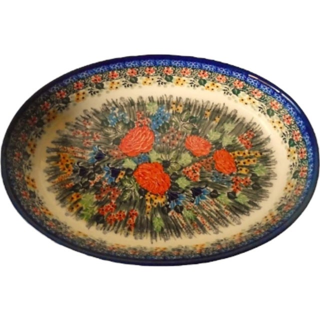 Traditional Vintage Ceramika Artystyczna “Enchanted Haven” Covered Baker Casserole Dish With Lid For Sale - Image 3 of 4