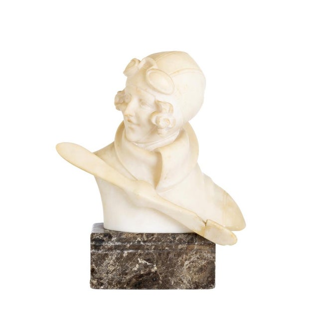 Ivory Sculpture, Amelia Earhart, 1890s, Alabaster & Marble For Sale - Image 8 of 8