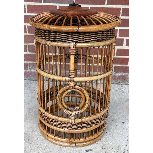 Vintage Boho Chic Bamboo and Rattan Birdcage For Sale In Mobile - Image 6 of 11