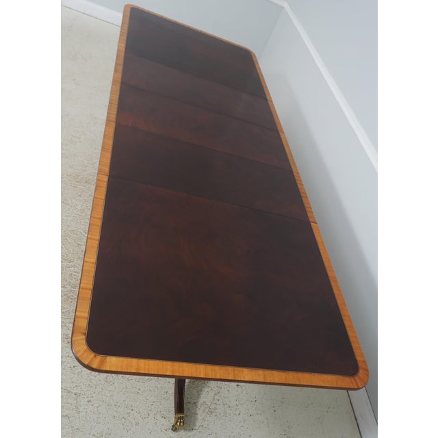 Stickley Regency Style Mahogany Double Pedestal Inlaid Dining Table For Sale - Image 11 of 18