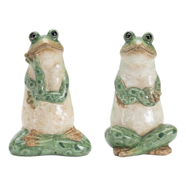 Ceramic Garden Frog Statue (Set of 2) For Sale