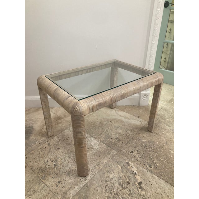 Wood Bielecky Brothers Drinks Table in White Washed Rattan For Sale - Image 7 of 11