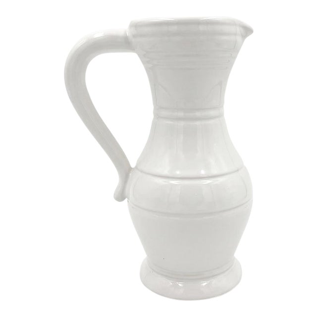 1950s Mid-Century Modern Pol Chambost White Glazed "Bourgogne" Ceramic Pitcher For Sale