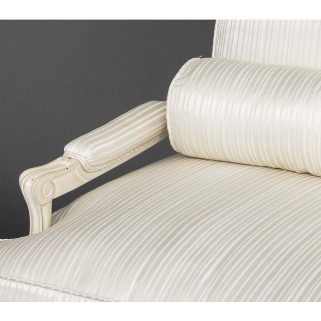 Late 20th Century Louis XVI Style White Painted Fauteuils, Pair For Sale - Image 5 of 7
