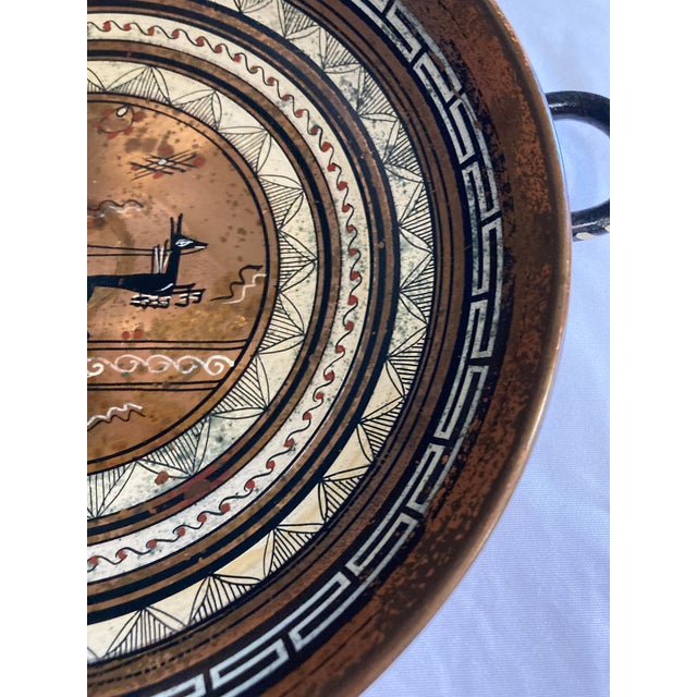 Vintage Greek Key Copper Plate With Classical Chariot Motif For Sale - Image 9 of 16