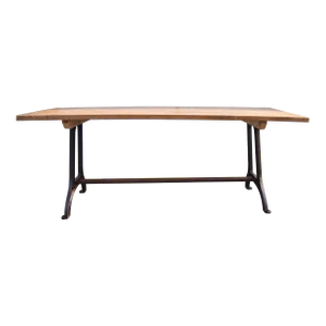 Pine Table Top on Industrial Iron Base
