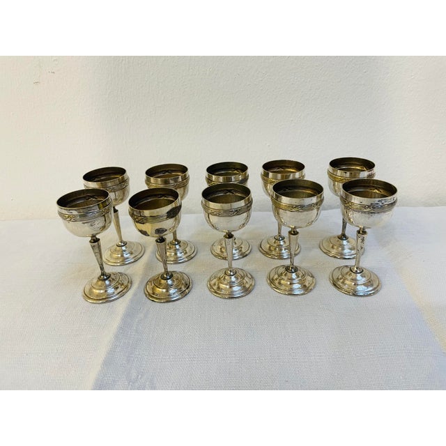 Vintage French Silver-Plated Liqueur Cups, 1920s, Set of 10 For Sale - Image 7 of 8
