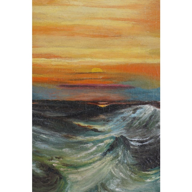 American Early 20th Century Vibrant Sunset Seascape For Sale - Image 3 of 6