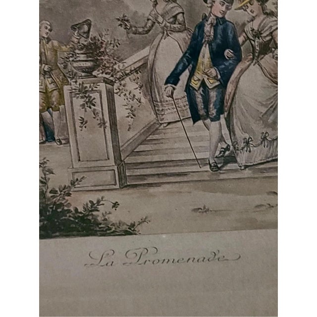 French Pair of Early 20th Century Lithographs of 18th Century French Courting Scenes For Sale - Image 3 of 8