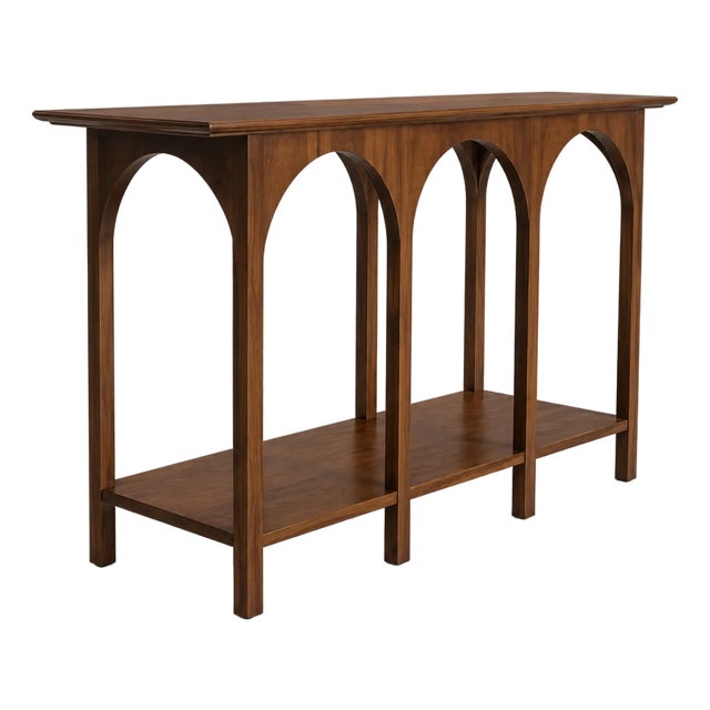 Modern Mid Century Style Walnut Console For Sale
