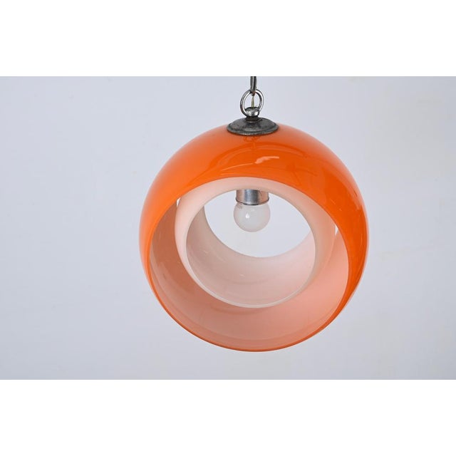 Orange Murano Glass Eclipse Pendant attributed to Carlo Nason for Mazzega, Italy, 1960s For Sale - Image 11 of 15