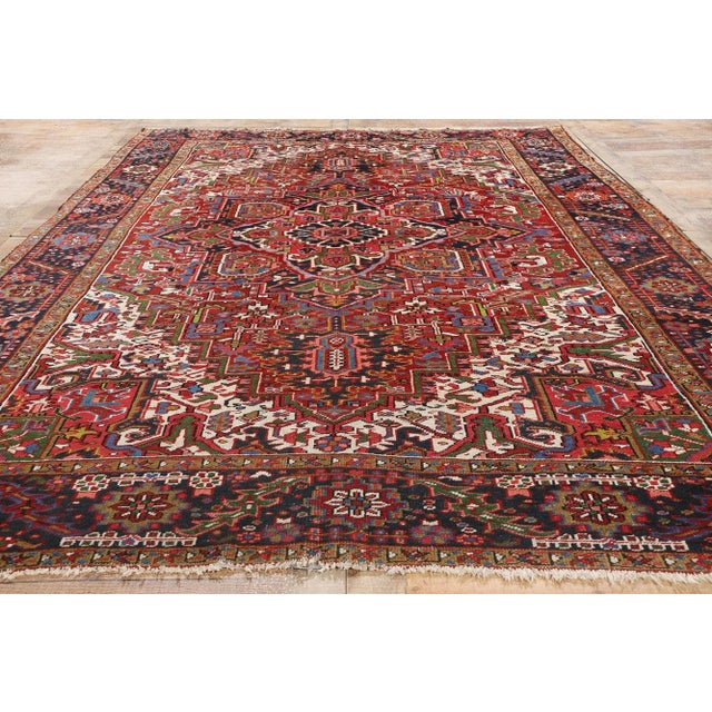 Red Antique Persian Heriz Rug - 07'10 X 11'06. For Sale - Image 8 of 10