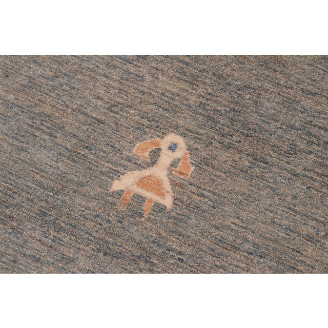 1990s Modern Gabbeh Blue/Orange Wool Rug - 6'0'' X 8'10'' For Sale - Image 5 of 10