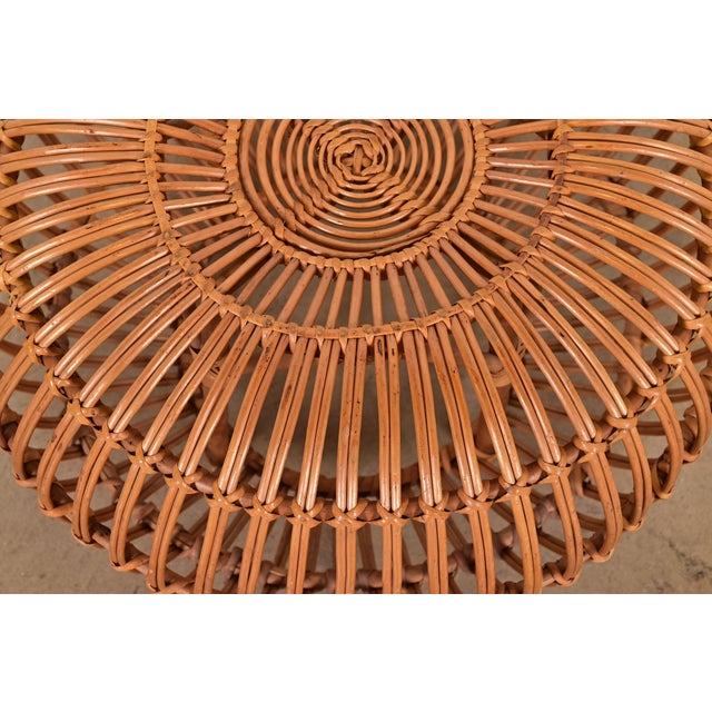 Franco Albini Mid-Century Organic Modern Italian Rattan Pouf Ottoman For Sale In South Bend - Image 6 of 9