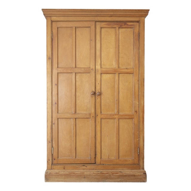 Antique English Honey Pine Linen Cabinet - Circa 1890 For Sale