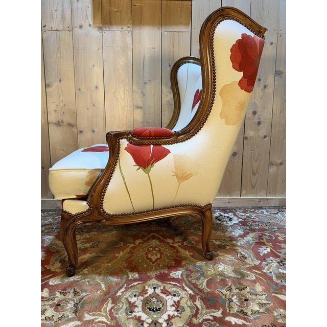 Wood Louis XV Wingback Chair, 1990s For Sale - Image 7 of 9