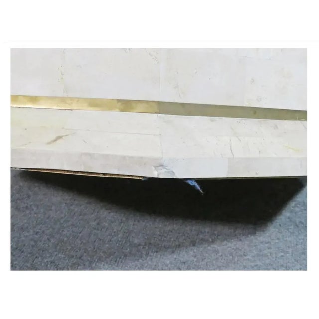 Metal Mid 20th Century Tessellated Stone and Brass Dining Table For Sale - Image 7 of 8