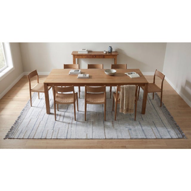8x13 Ivory Hand-Knotted Wool Linear Blockwork Tribal Modern Carpet Rug For Sale - Image 14 of 14