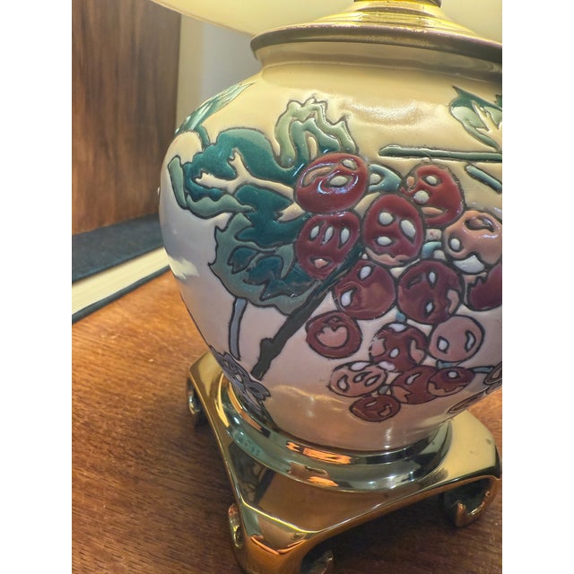 Vintage Chinoiserie Enamel Ceramic Ginger Jar Vase Table Lamp Floral For Sale In Washington DC - Image 6 of 9
