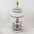 Traditional Pair Vintage White Hand Painted Tole Tea Caddy Lamps Heraldic Crest Motif Table Lamps For Sale - Image 3 of 12