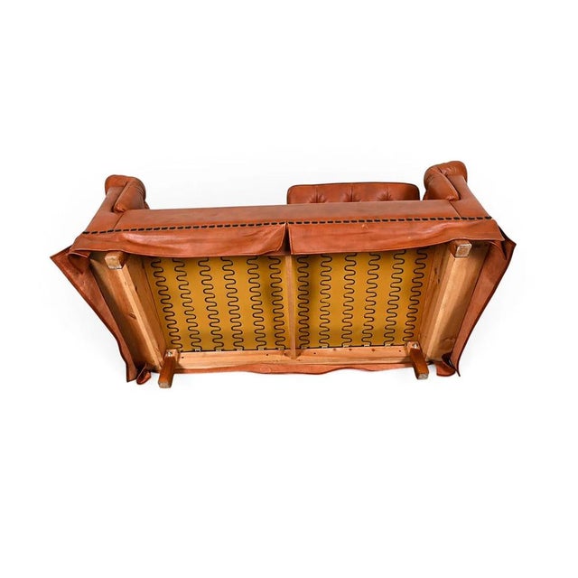 Danish Chesterfield Leather Loveseat Sofa For Sale - Image 9 of 10
