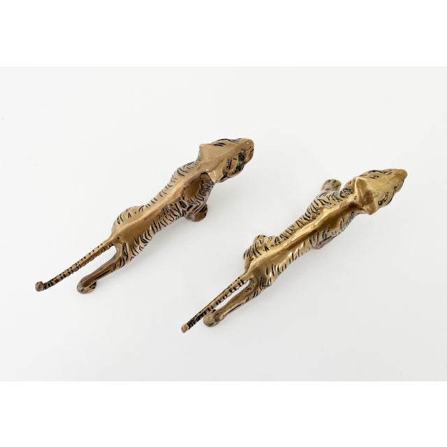 Mid-Century Modern 1970s Pair of Brass Tiger Figurines For Sale - Image 3 of 8