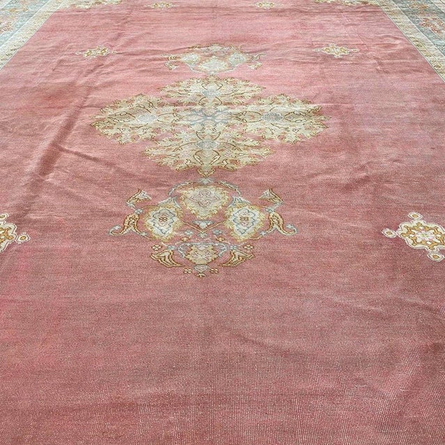 1940s Old Turkish Oushak Area Rug 12x19 For Sale - Image 4 of 11