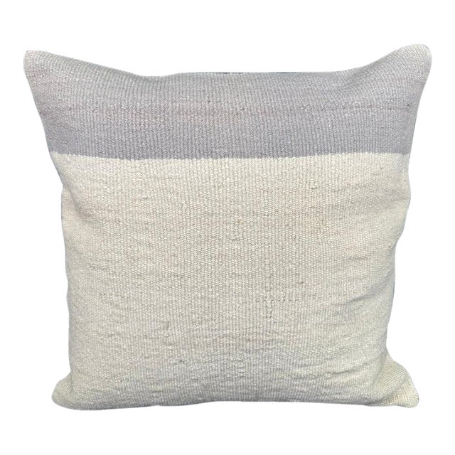 Turkish Hemp Pillow Cushion Natural Beige SkyBlue Cushion Cover 20"x20" For Sale