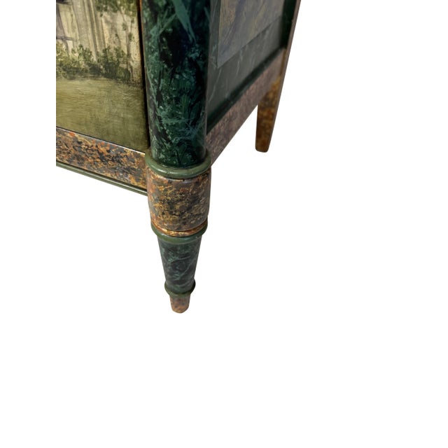 Antique Neoclassical Italian School Green Faux Painted Rouge Marble Chests - A Pair For Sale - Image 10 of 18