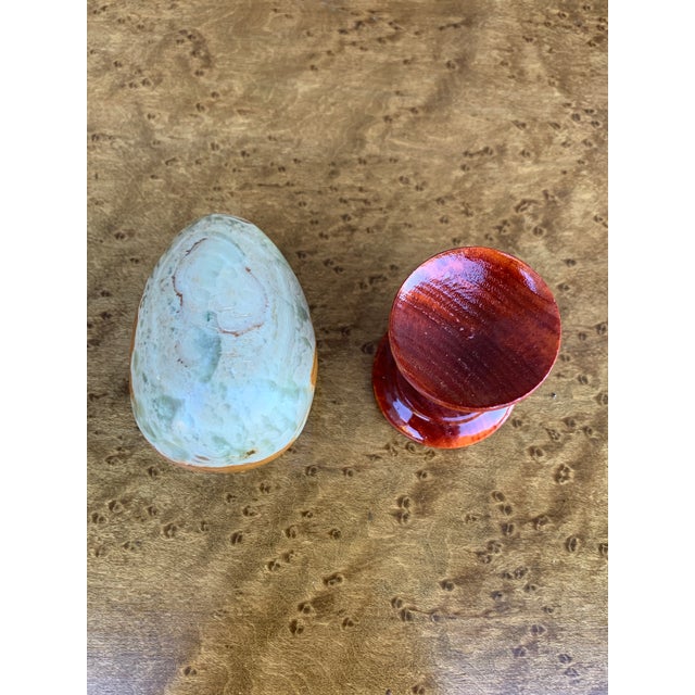 Onyx Egg on Wooden Stand For Sale In South Bend - Image 6 of 6