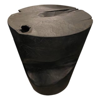 Andrianna Shamaris Organic Charred Teak Wood Side Table For Sale