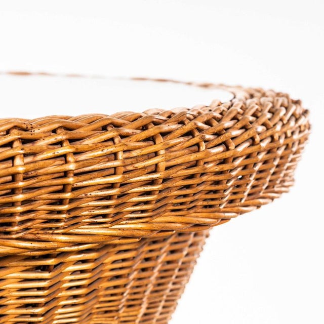 French Wicker Table with Laminated Top, 1970s For Sale - Image 4 of 8
