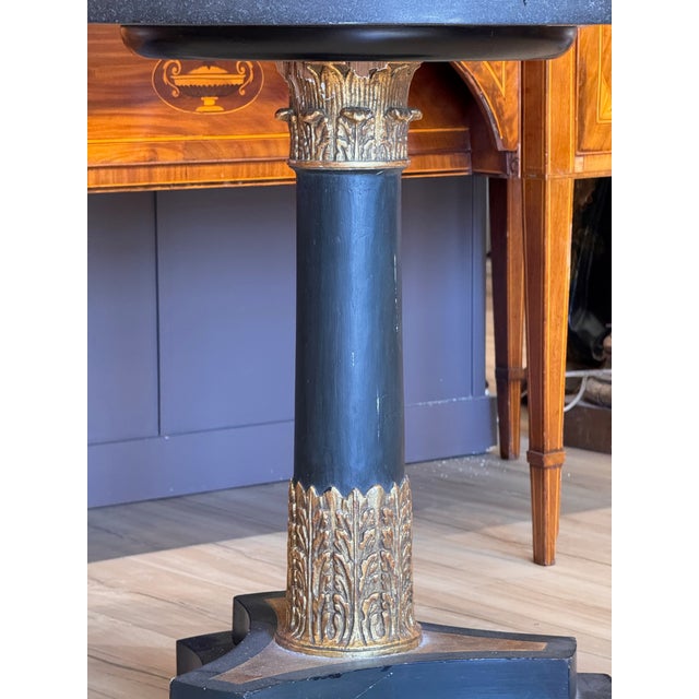Empire-Style Marble Top Painted and Parcel Gilt Gueridon For Sale - Image 6 of 7